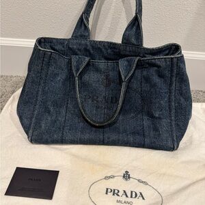 Prada Blue Denim Tote Bag